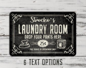Cartello In Alluminio Vintage Laundry Drop Your Pants Here – 30,5x20,3 Cm – Retrò Per Lavanderia E Home