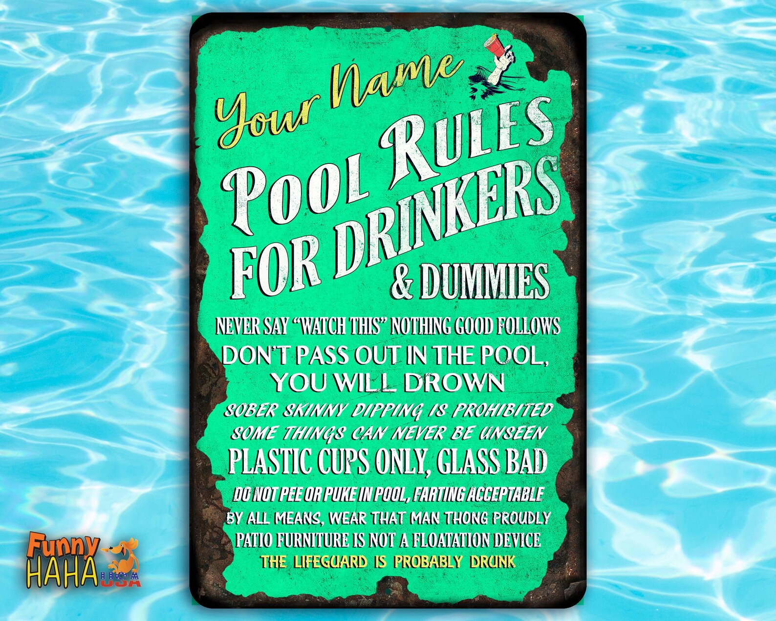 Pool Sign Funny Pool Sign Personalized Pool Rules for Etsy