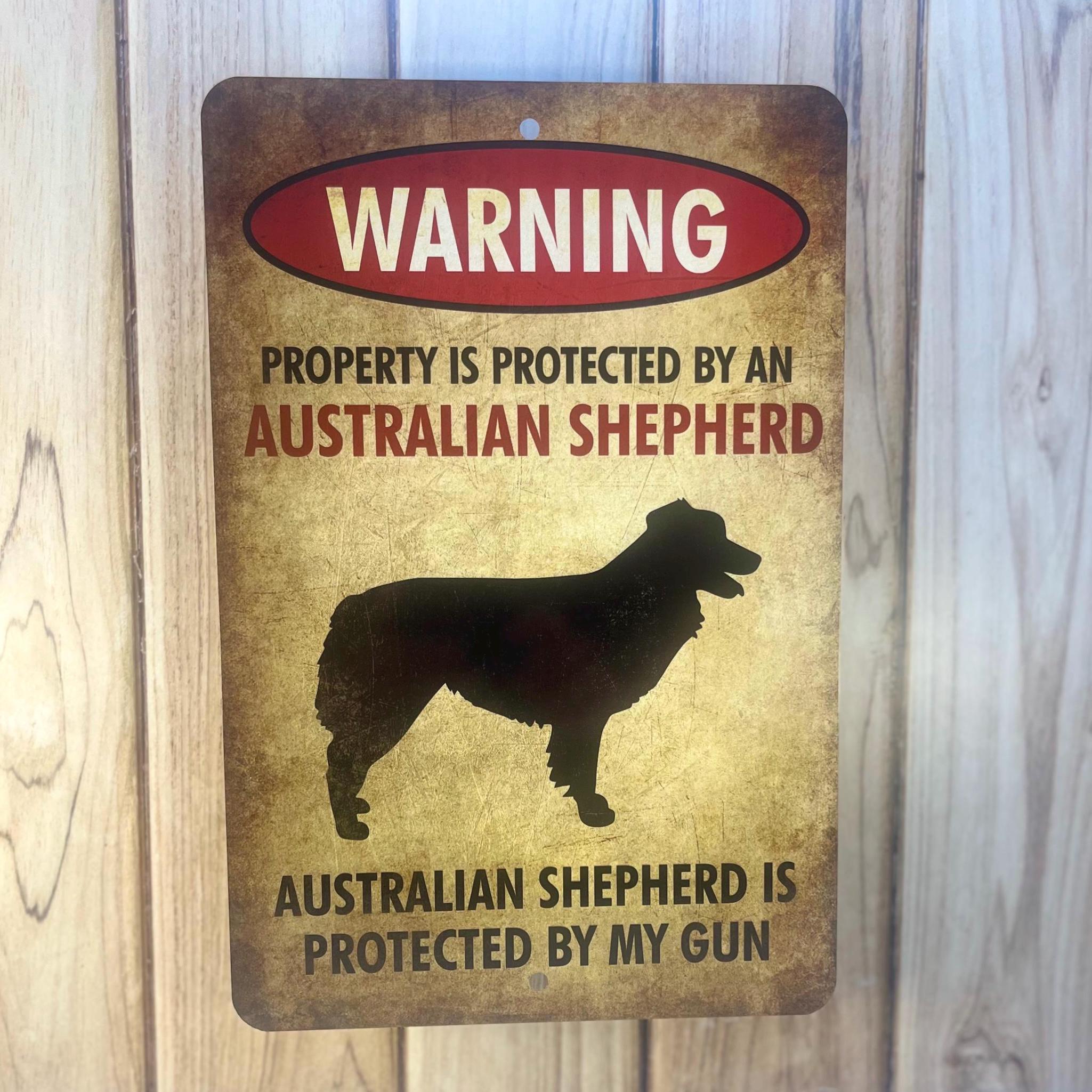 Australian Shepherd Sign: Funny Beware of Dog Metal Sign - Etsy
