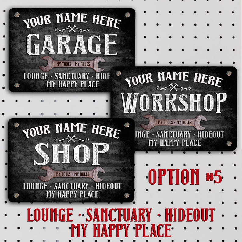 Personalized Garage Sign: Black American Flag Metal Decor, Custom ...