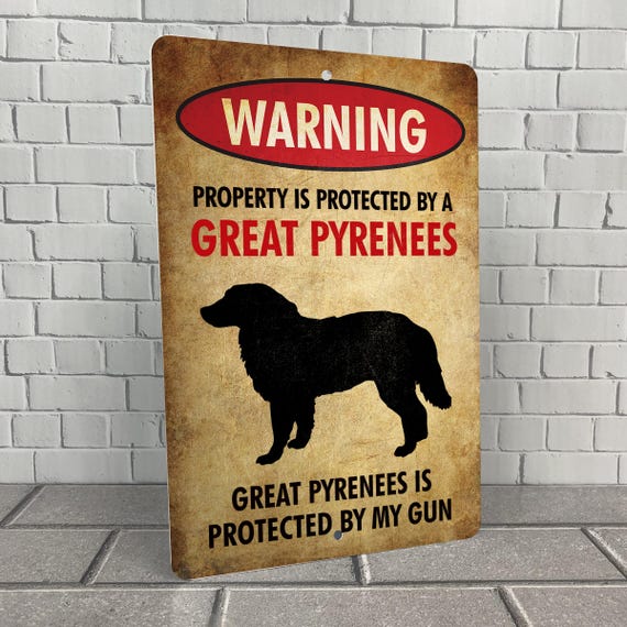 Great Pyrenees Beware of Dog Sign | Property Protected Metal Art