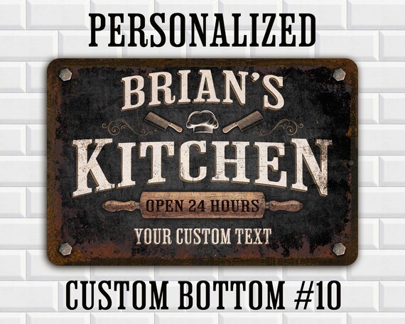 Custom Kitchen Sign Personalized Farmhouse Decor Black Distressed Metal  Vintage Design Mom's Kitchen -  Denmark