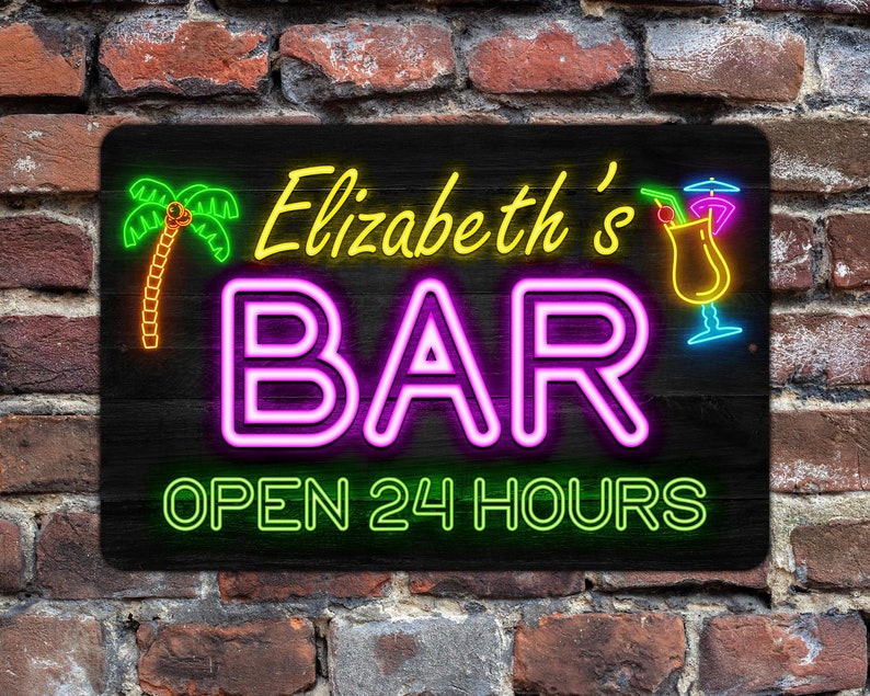 Neon Style Personalized Metal Bar Sign image 2