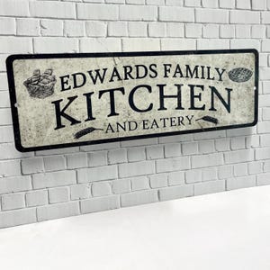 Custom Vintage-Style Metal Kitchen Sign with Weathered Appearance - 6&quot; x 18&quot;
