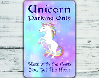 Unicorn Parking Only Funny Metal Sign