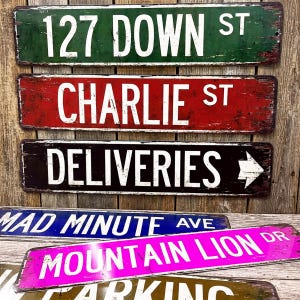 Custom Weathered Street Sign, Personalized Directional Arrow, Rustic Home Decor