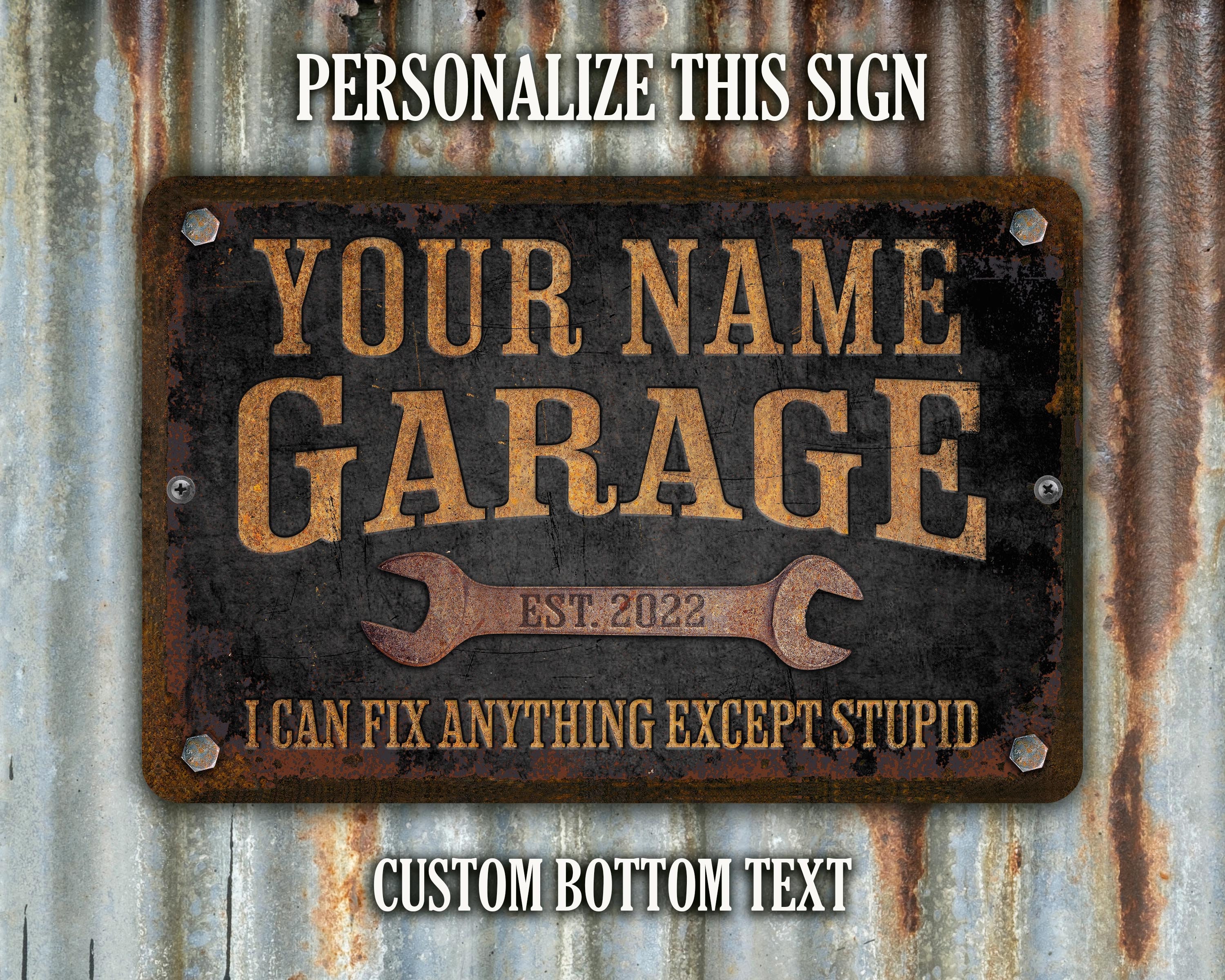 Custom Garage Sign Distressed Black Rusty Design - Etsy