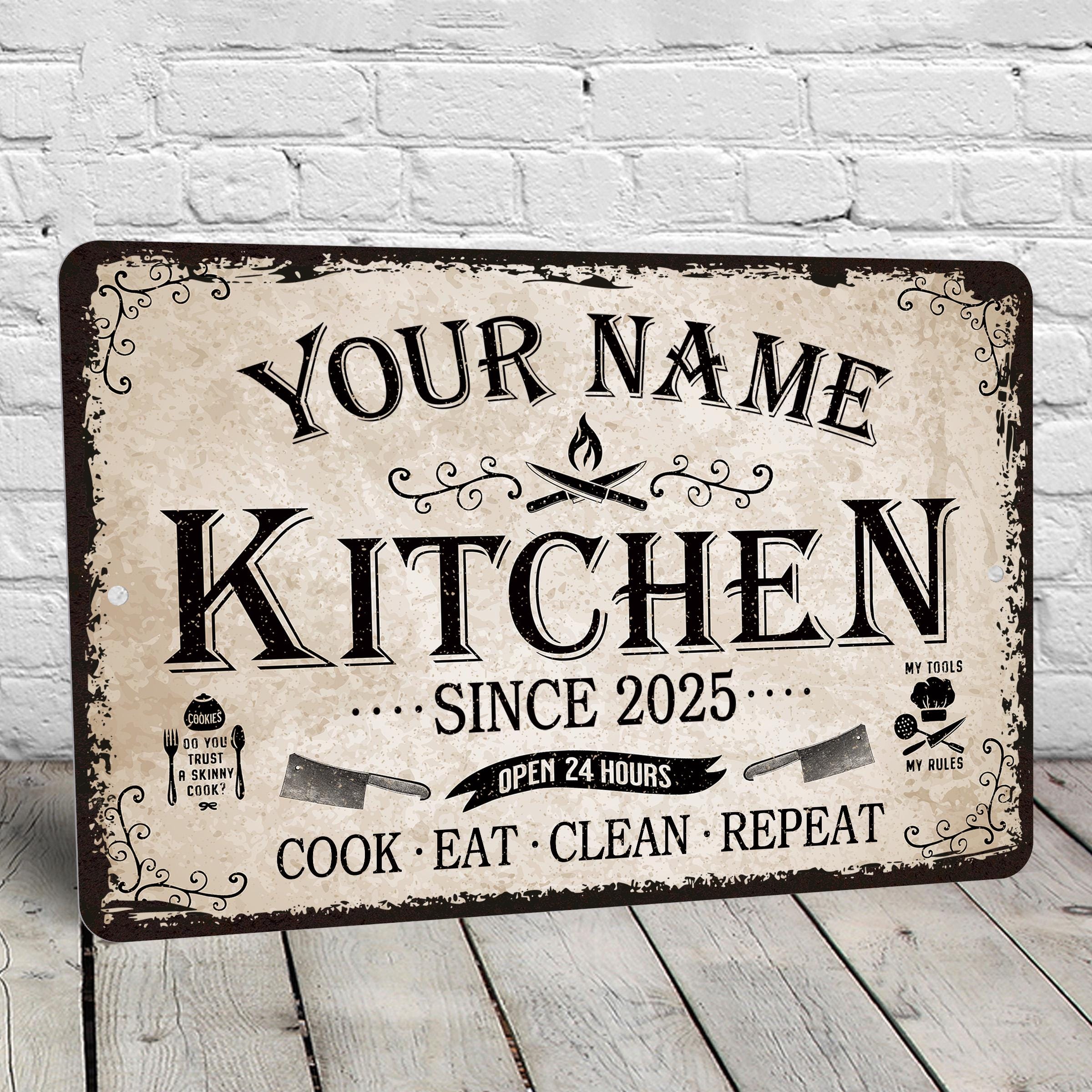 Personalized Farmhouse Kitchen Sign: Retro Aluminum Wall Decor - Etsy