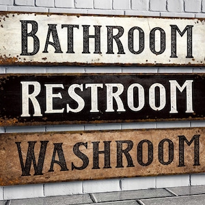 Distressed Aluminum Restroom Sign: Vintage Style Door Decor