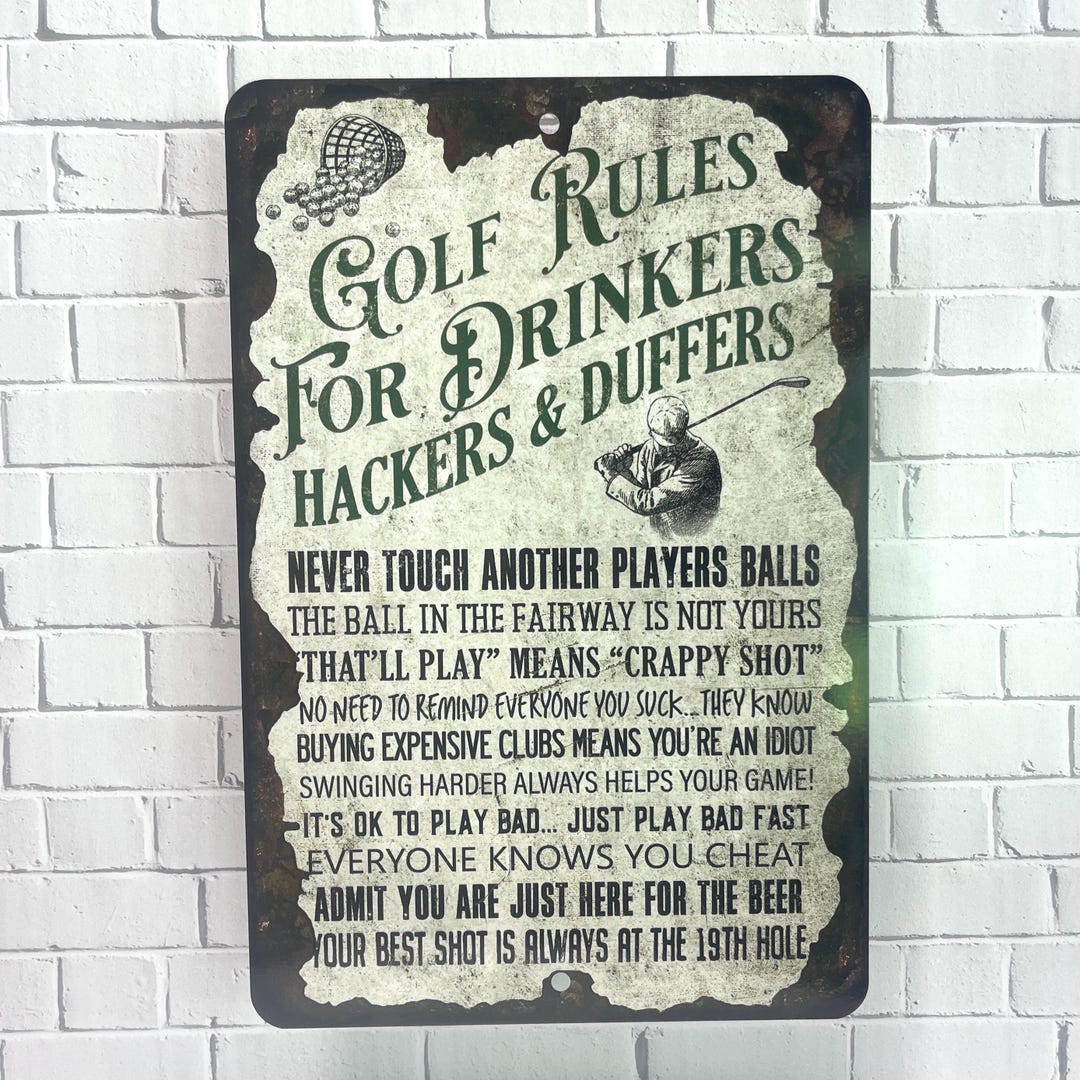 Funny Golf Sign Funny Golf Rules Man Cave Sign Etsy