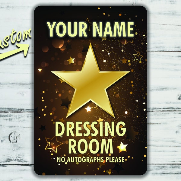 Custom Dressing Room Door Sign | Brown and Gold Metal Sign