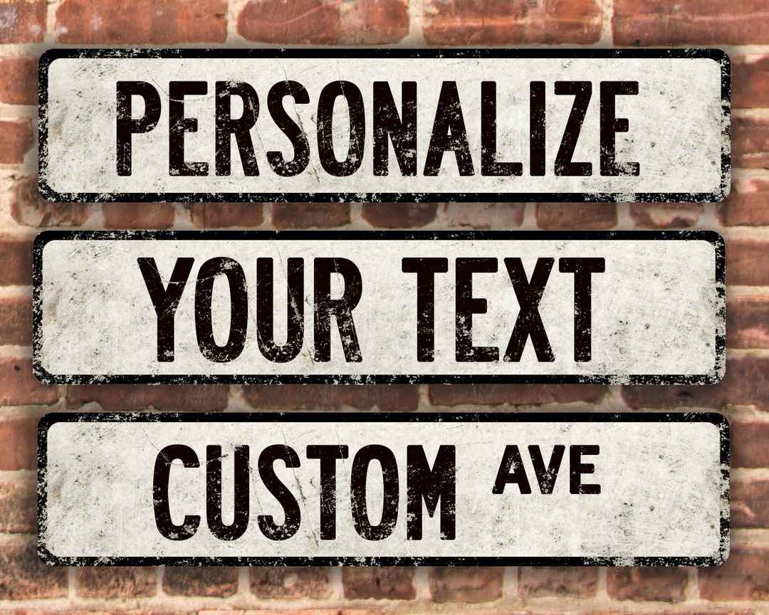 Custom 3 X 12 Mini White Metal Street Sign Vintage-style With Weathered ...