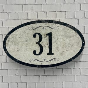 Custom Oval Metal Address Sign Vintage-Style with Weathered Appearance 12 x 7