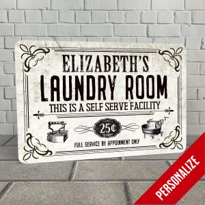 Laundry Room Sign, Personalized Vintage Design Metal Sign