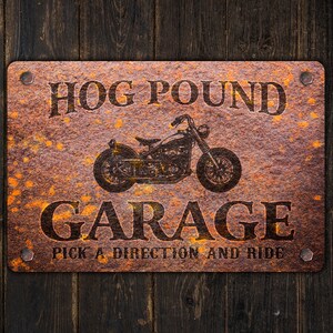 Panneau moto Garage pour motards personnalisé Plaque en métal personnalisée Design rouillé image 6