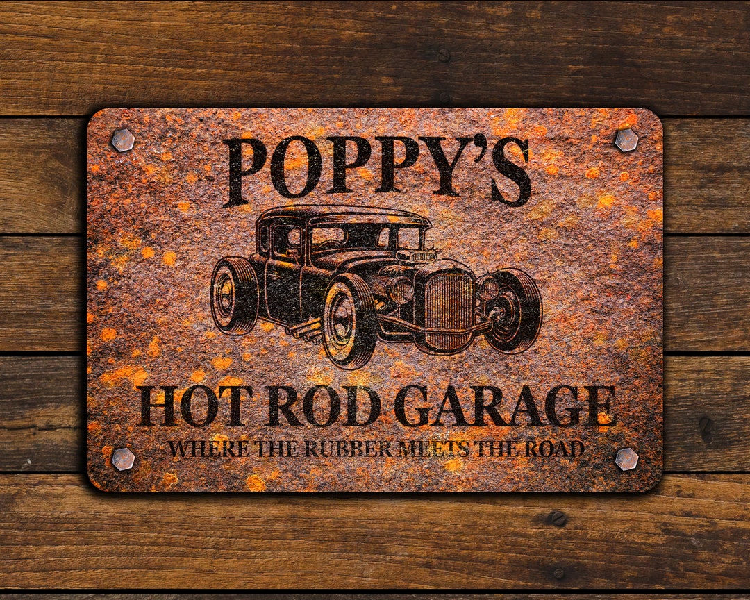 Custom Rusty Design Hot Rod Garage Metal Sign - Etsy