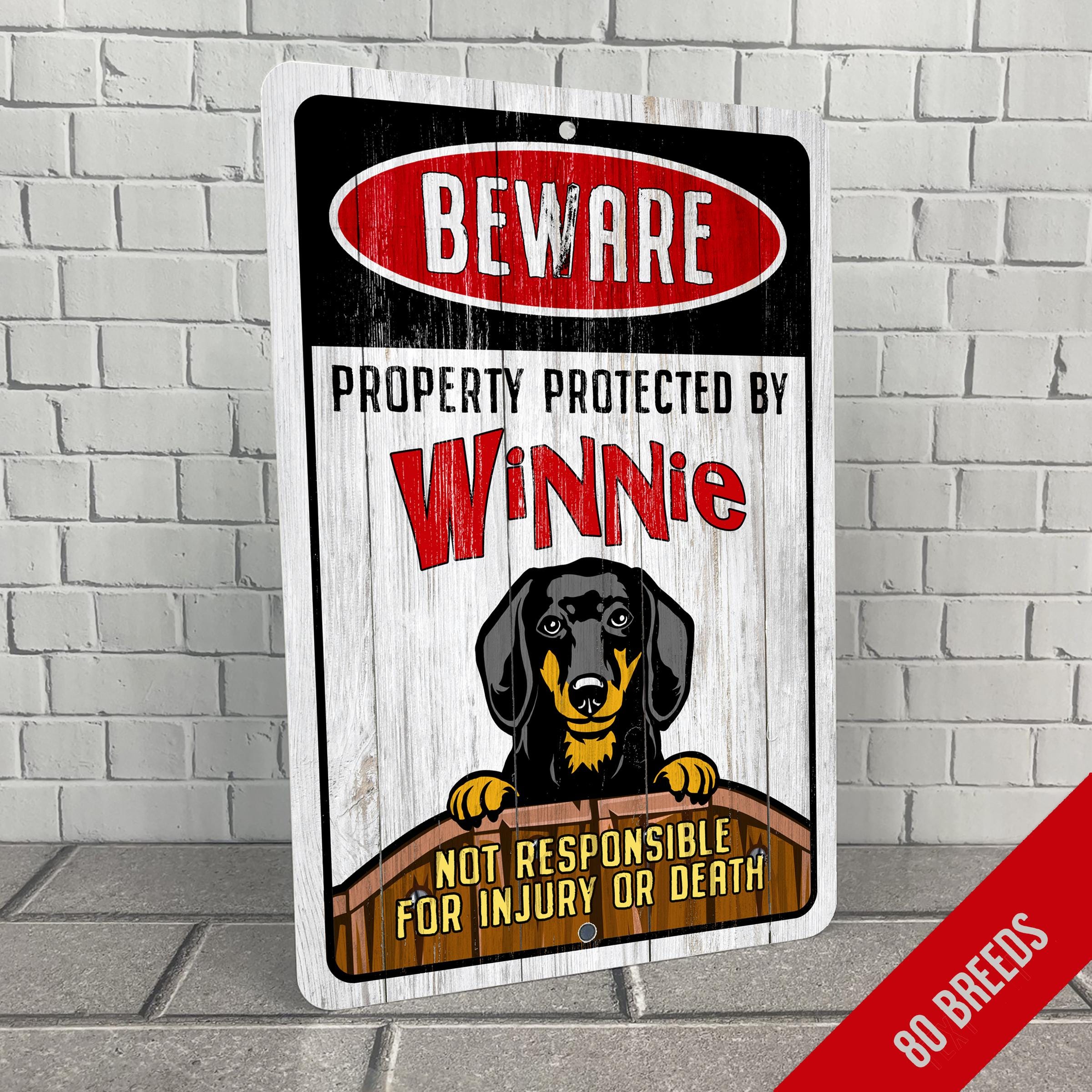 Personalized Beware of Dog Sign: Custom Breed Aluminum Pet