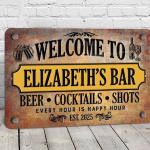 Custom Vintage Style Metal Bar Sign
