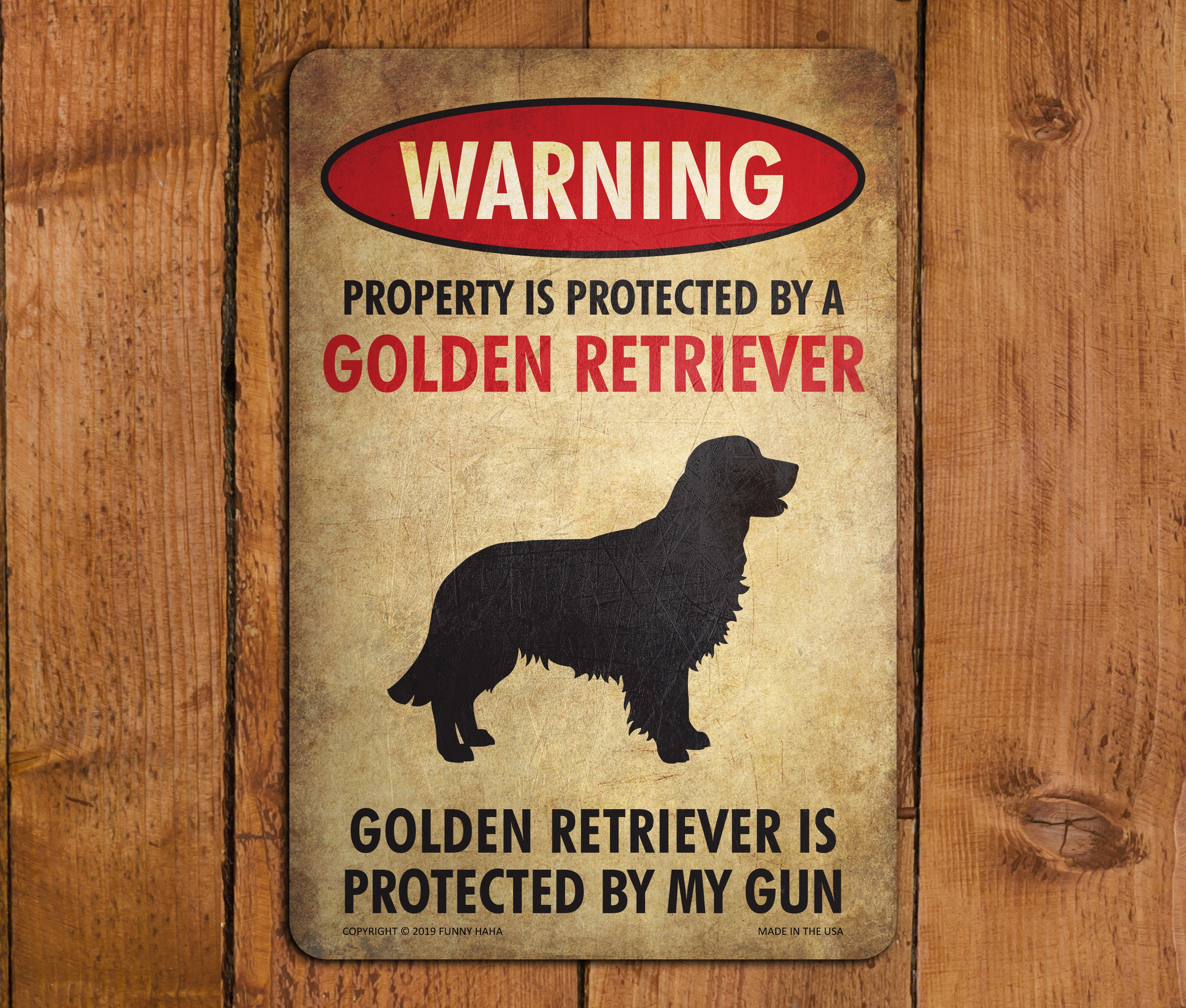 Golden Retriever Sign Funny Metal Sign Property Protected - Etsy Golden Retriever Sign Funny Metal Sign Property Protected - Etsy