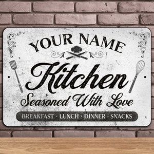 Kitchen Sign | Personalized | Vintage Design | Seasoned with Love | Making Meals and Memories