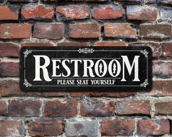 Restroom Sign Vintage Design | Etsy
