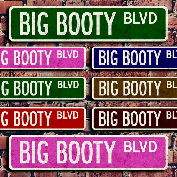 BIG BOOTY BLVD Street Sign, Vintage Design, Color Choice