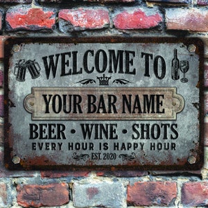 Custom Vintage Rusty Steel Design Metal Bar Sign