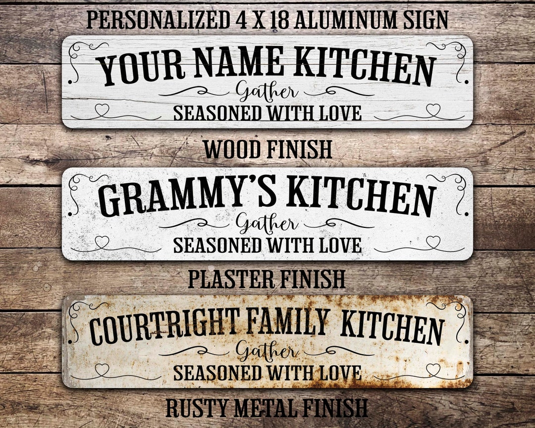 Custom Country Kitchen Sign, Personalized Farmhouse Kitchen Sign, Mom's Kitchen Aluminum Sign Etsy
