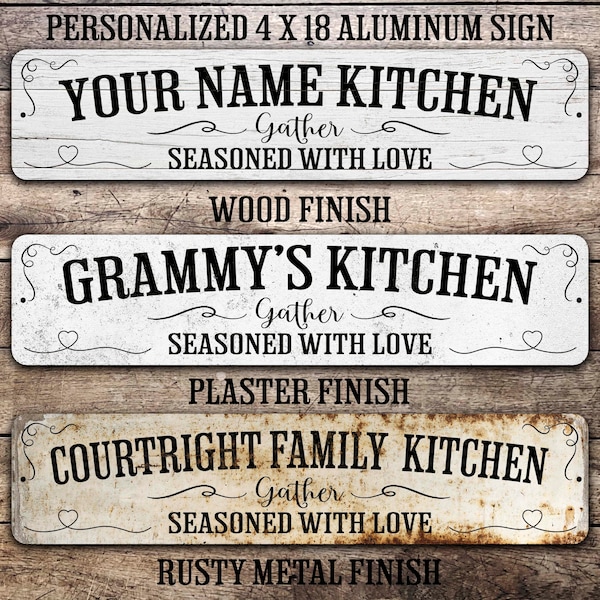 Custom Country Kitchen Sign, Personalized Farmhouse kitchen Sign, Mom's Kitchen aluminum Sign