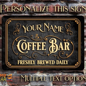 Coffee Bar Sign | Vintage Design | Personalized Metal Sign