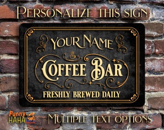 Coffee Bar Sign | Vintage Design | Personalized Metal Sign