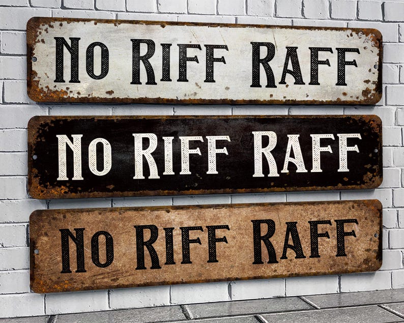 Riff Raff Text No Riff Raff Sign: Vintage Style Metal Bar Decor (4x18 Inches) - Etsy