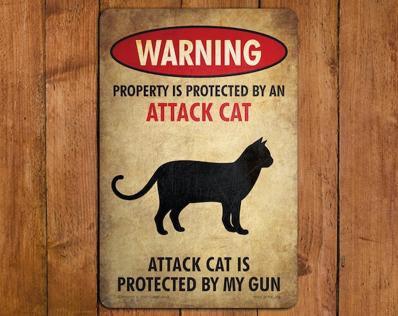 Cute Cat Gift Metal Sign Cat Owner Gift Sign Cat Lover Sign Cat Warning Sign