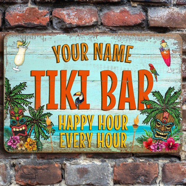 Personalized Tiki Bar Sign | Poolside Bar Sign | Weatherproof | UV Protected