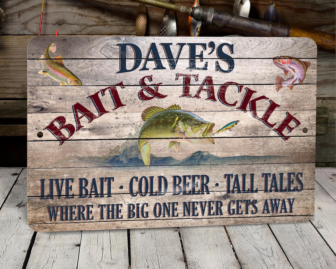 Personalized Fishing Sign - Bait and Tackle - Etsy