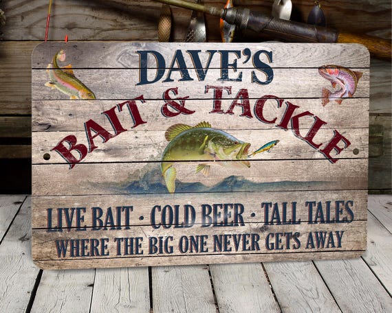 Personalized Fishing Sign - Bait and Tackle - Etsy