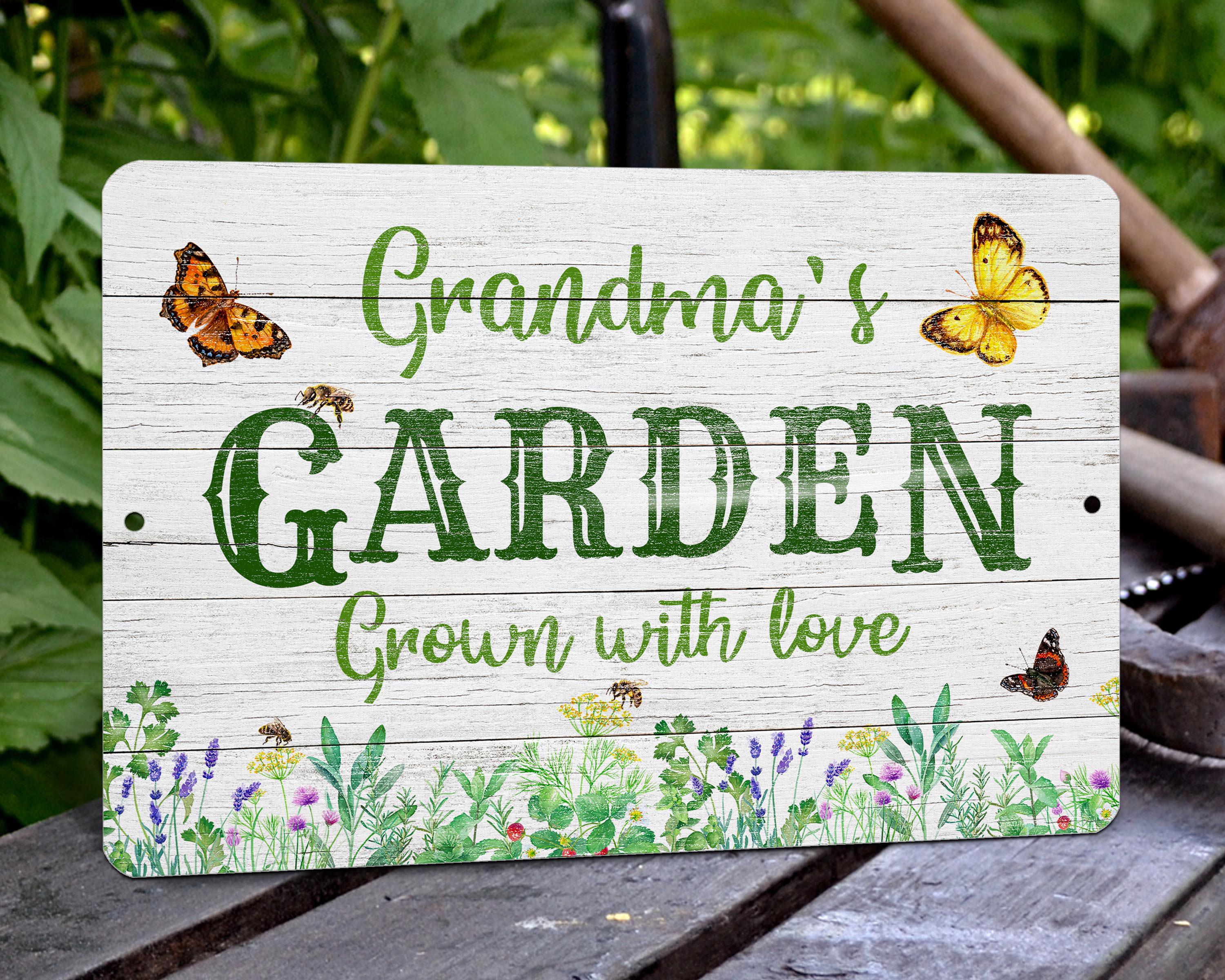 Custom Floral Butterfly Garden Outdoor Metal Sign