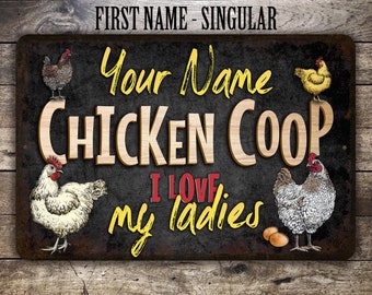 Personalized Chicken Coop Sign, We Love Our Ladies, Black Vintage Hen House Decor