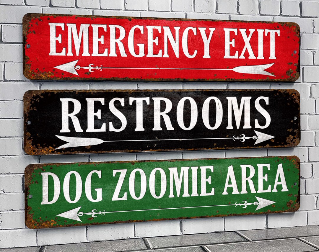 Custom Directional Sign With Arrows, Vintage Rusty Design Metal Indoor ...