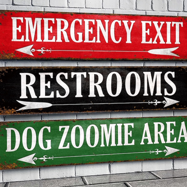 Custom Directional Sign with Arrows, Vintage Rusty Design Metal Indoor Outdoor Home Decor