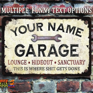 Custom Garage Sign | Custom Workshop Sign | Personalized | Funny Aluminum Sign