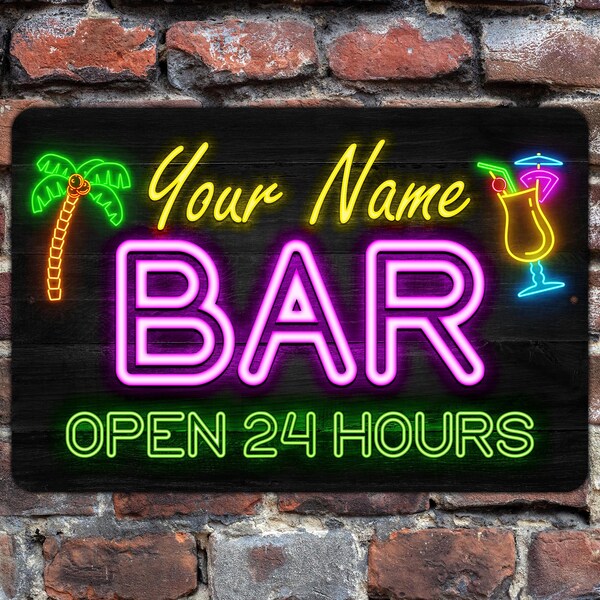 Neon Style Personalized Metal Bar Sign