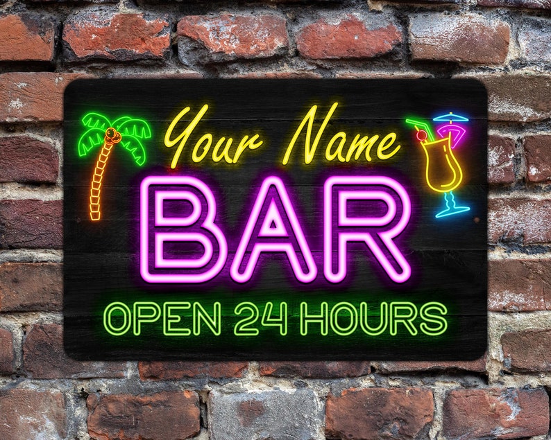 Neon Style Personalized Metal Bar Sign image 1