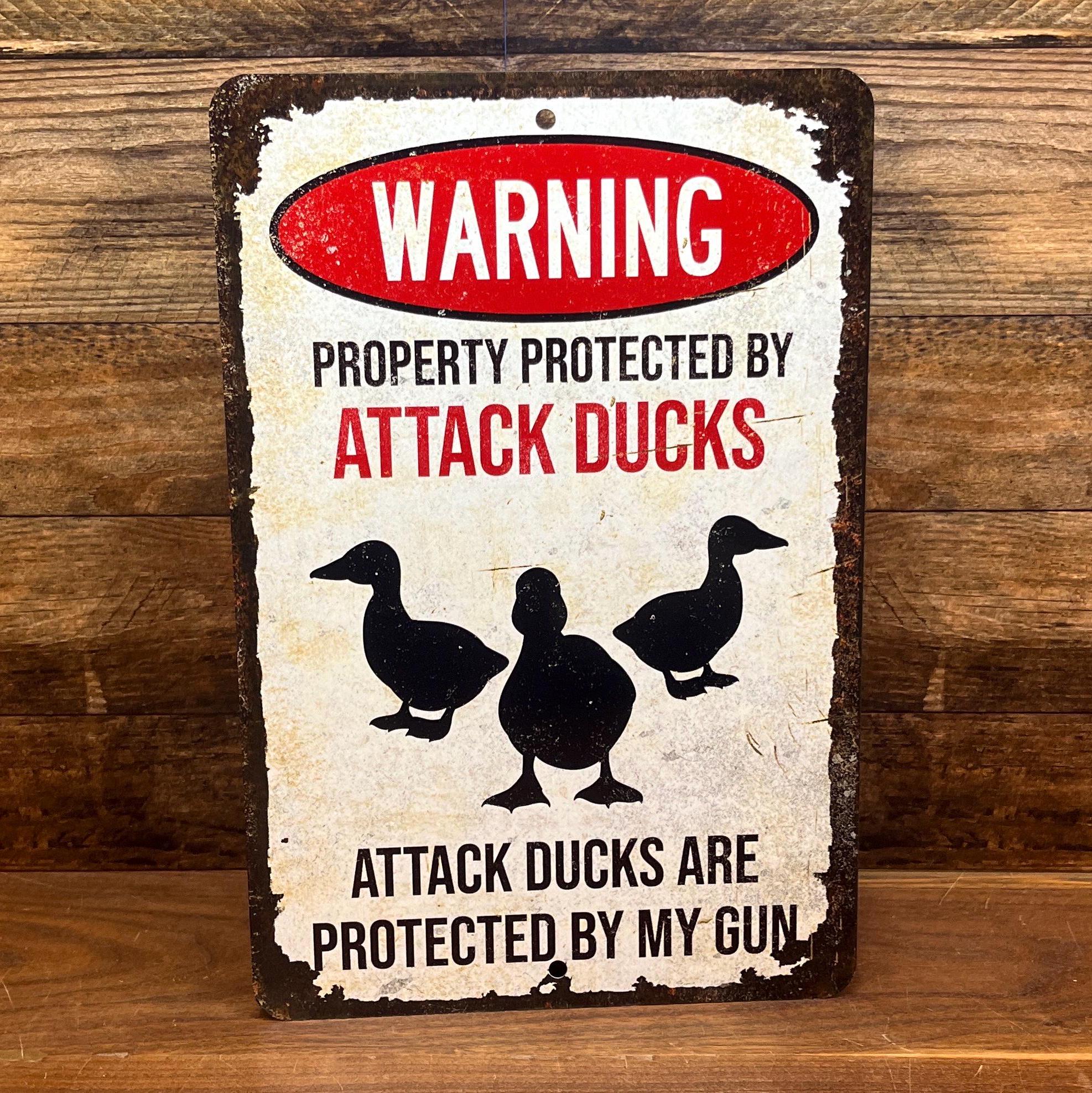 Attack Duck Sign, Funny Metal Warning Sign for Gun Owners - Etsy