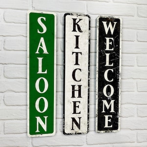 Custom Vertical Sign | Vintage Design | 6 Color Choices | Weatherproof