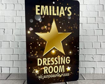 Custom Dressing Room Door Sign | Brown and Gold Metal Sign