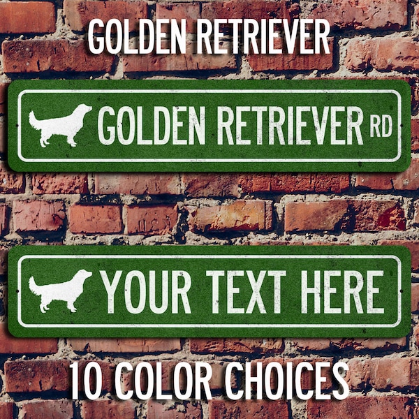 Golden Retriever Street Sign, Custom Dog Decor, Golden Retriever Lovers Gift, Personalized Aluminum Sign