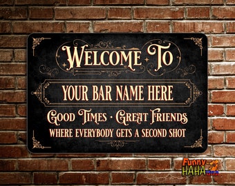 Vintage Bar Sign | Personalized Metal Home Bar Sign | Everyone Deserves a Second Shot