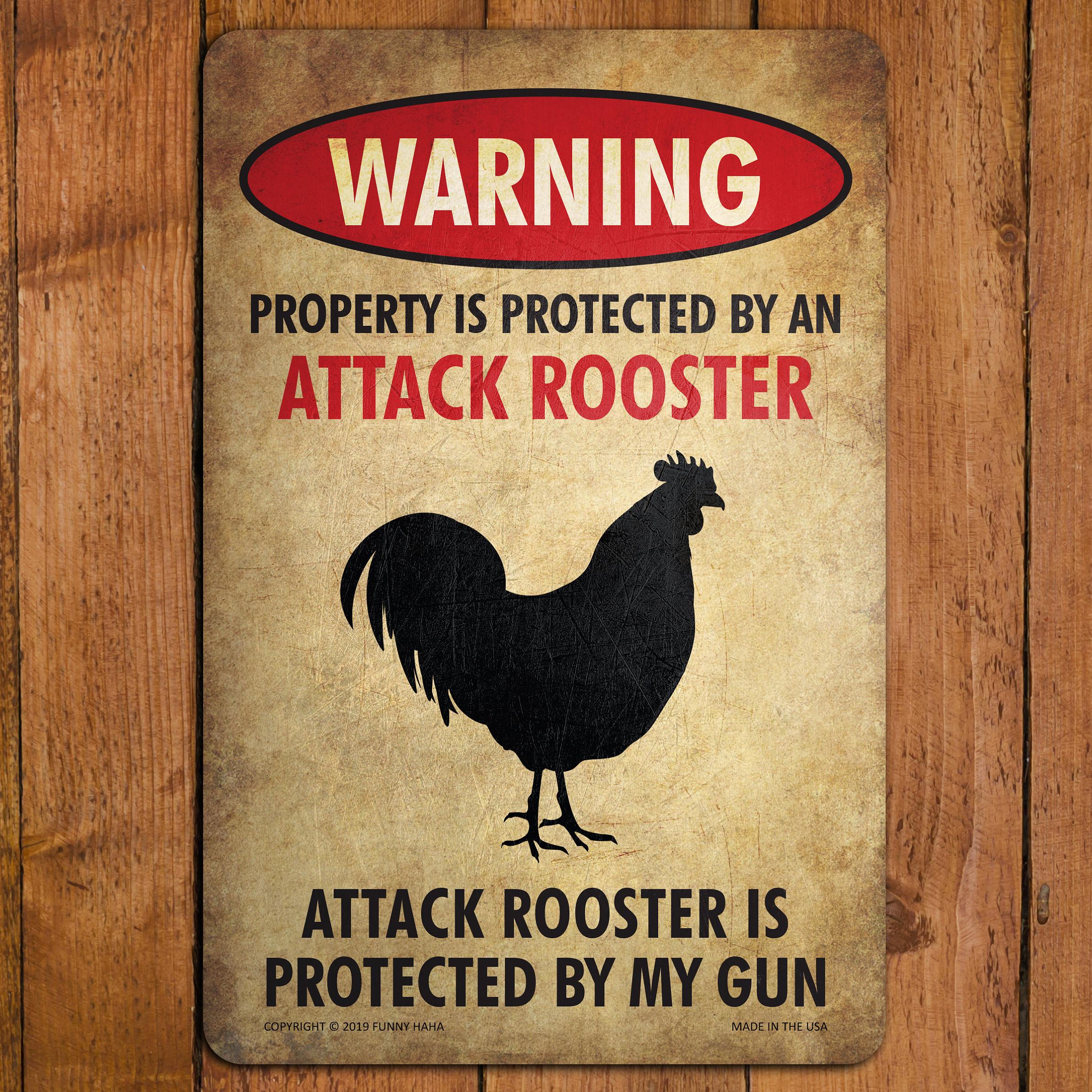 Rooster Sign | Property Protected by an Attack Rooster | Funny