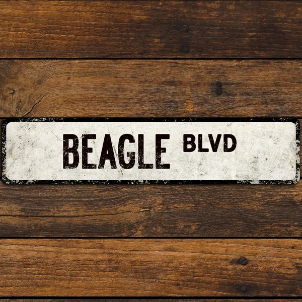 BEAGLE BLVD Metal Street Sign Vintage-Style 4" x 18"